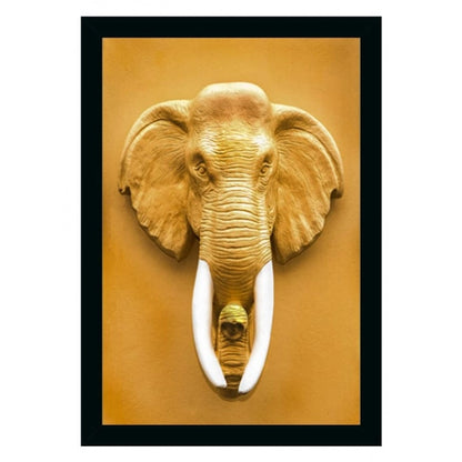 Roneclick Elephant Painting Vinyl Sparkle Coated with Synthetic Photo Frame (Multicolor)