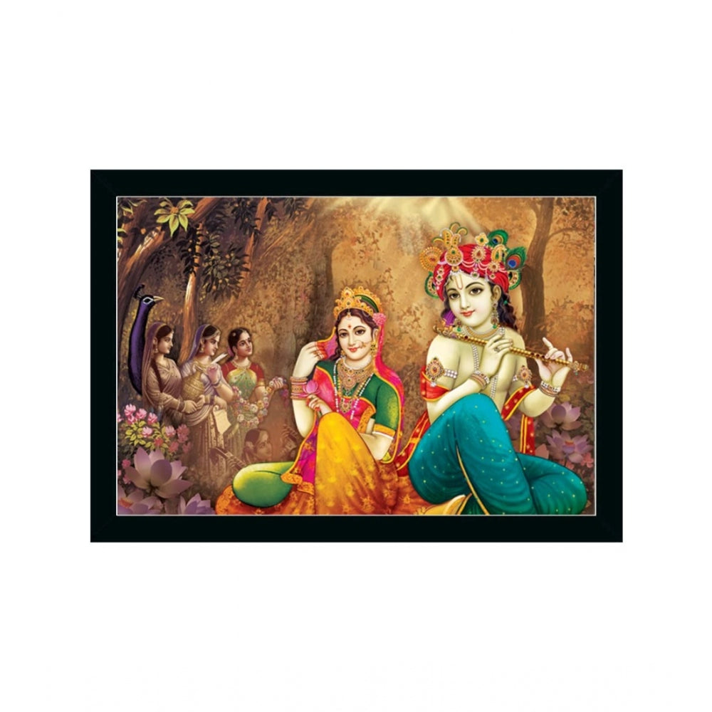 Roneclick Radha Krishna Painting with Synthetic Photo Frame (Multicolor)