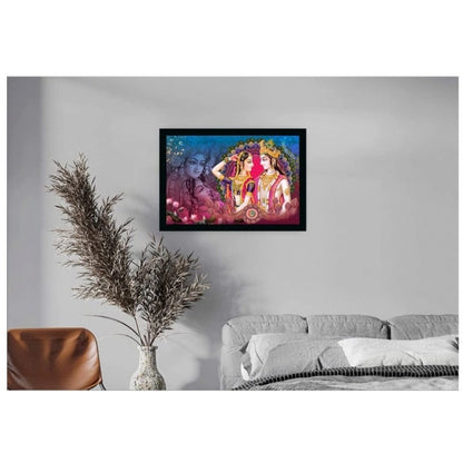 Roneclick Radha Krishna Painting with Synthetic Photo Frame (Multicolor)