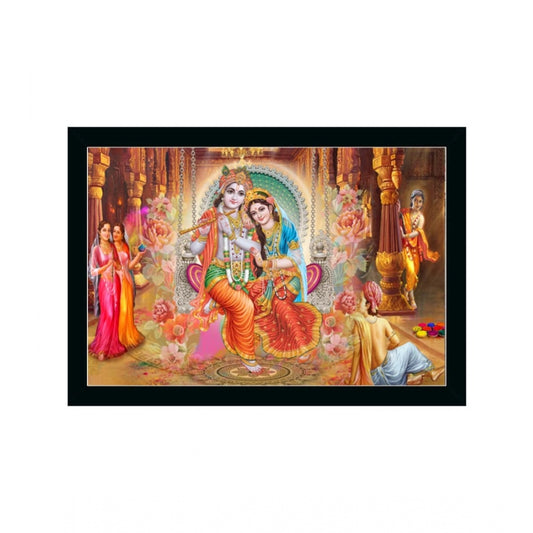 Roneclick Radha Krishna Painting with Synthetic Photo Frame (Multicolor)