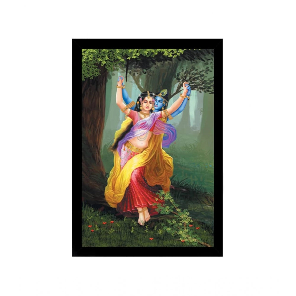 Roneclick Radha Krishna Painting with Synthetic Photo Frame (Multicolor)