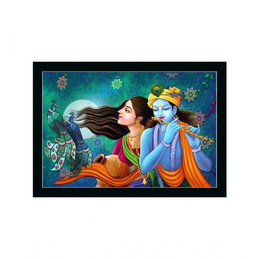 Roneclick Radha Krishna Painting with Synthetic Photo Frame (Multicolor)