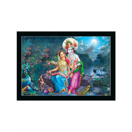 Roneclick Radha Krishna Painting with Synthetic Photo Frame (Multicolor)