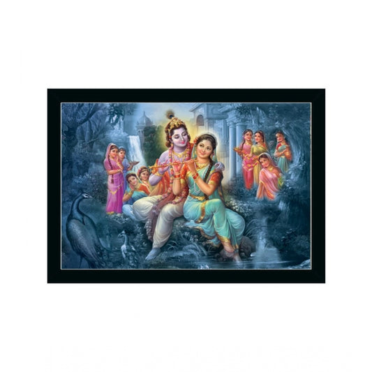 Roneclick Radha Krishna Painting with Synthetic Photo Frame (Multicolor)