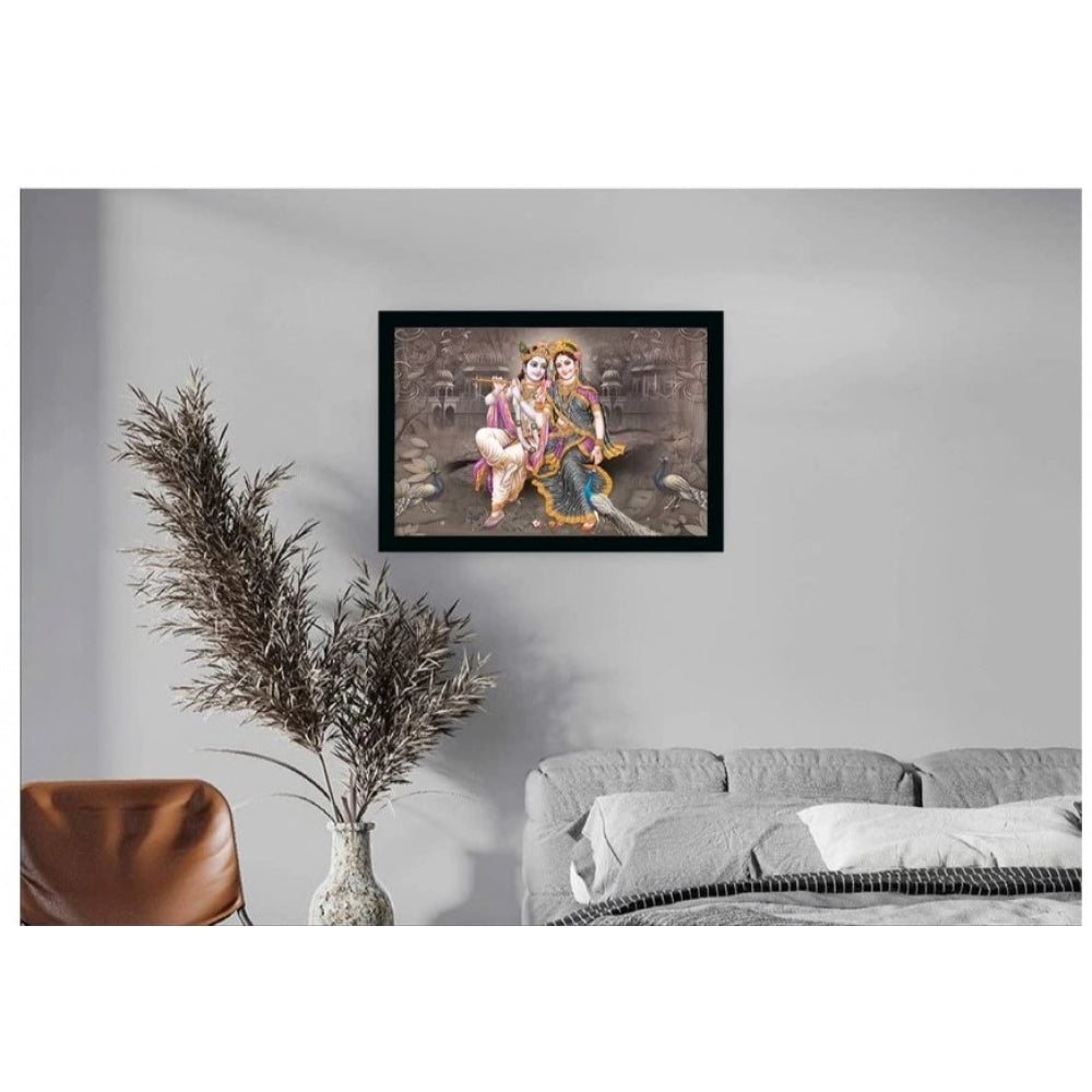 Roneclick Radha Krishna Painting with Synthetic Photo Frame (Multicolor)