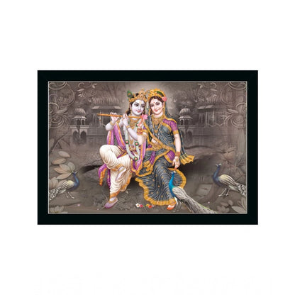 Roneclick Radha Krishna Painting with Synthetic Photo Frame (Multicolor)