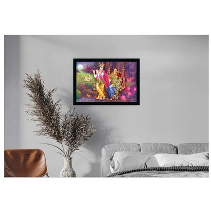 Roneclick Radha Krishna Painting with Synthetic Photo Frame (Multicolor)