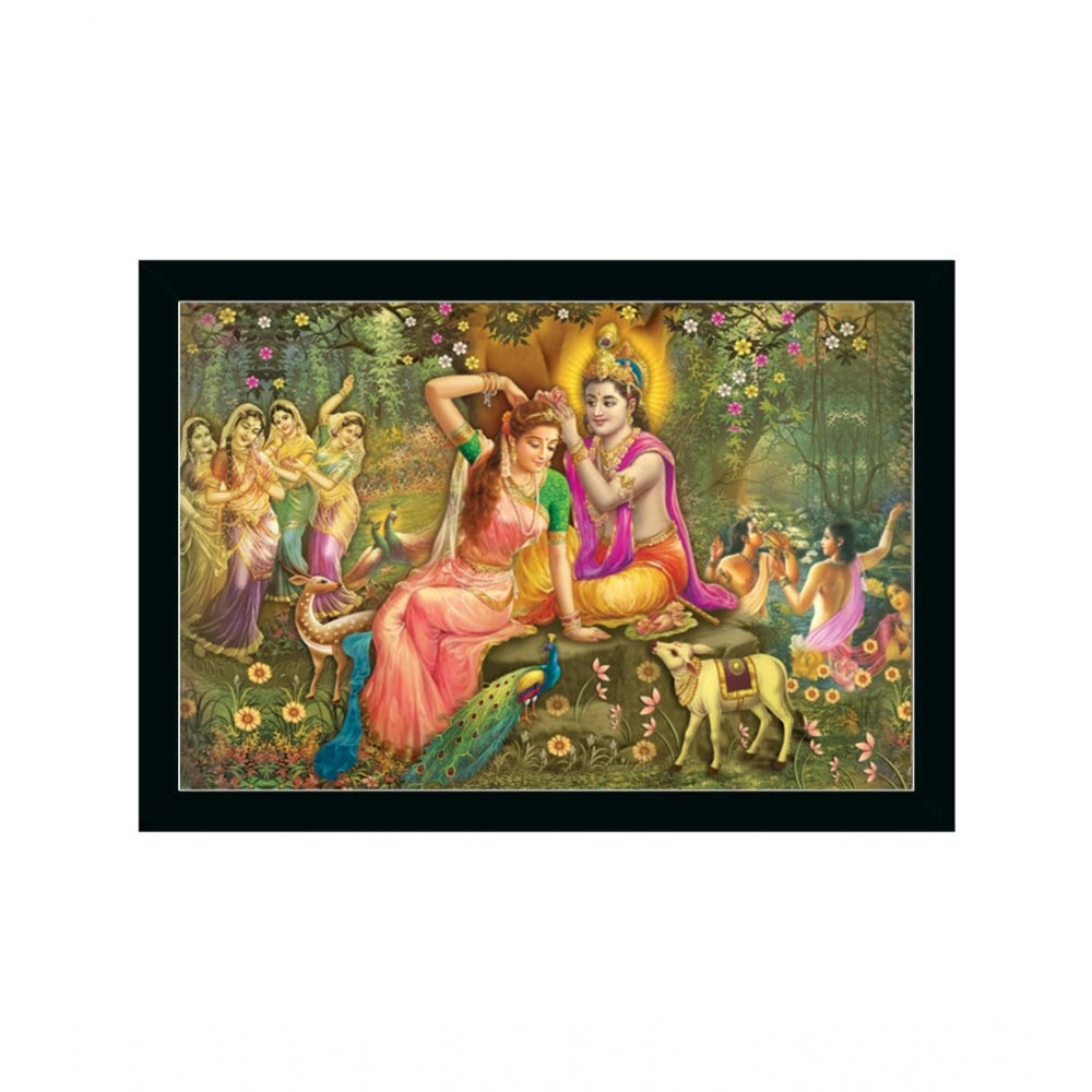 Roneclick Radha Krishna Painting with Synthetic Photo Frame (Multicolor)