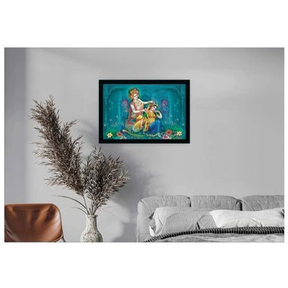 Roneclick Radha Krishna Painting with Synthetic Photo Frame (Multicolor)