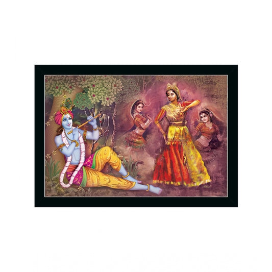 Roneclick Radha Krishna Painting with Synthetic Photo Frame (Multicolor)