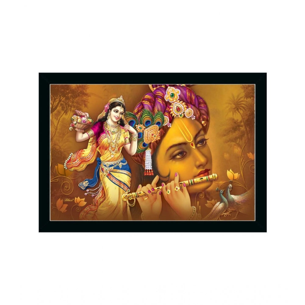 Roneclick Radha Krishna Painting with Synthetic Photo Frame (Multicolor)