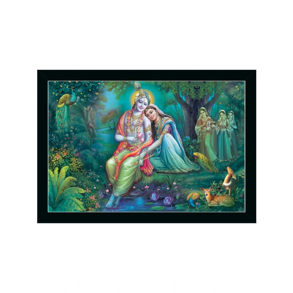 Roneclick Radha Krishna Painting with Synthetic Photo Frame (Multicolor)