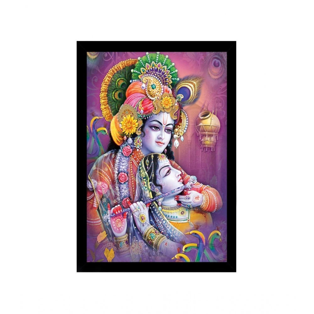 Roneclick Radha Krishna Painting with Synthetic Photo Frame (Multicolor)