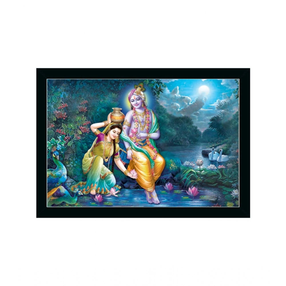 Roneclick Radha Krishna Painting with Synthetic Photo Frame (Multicolor)