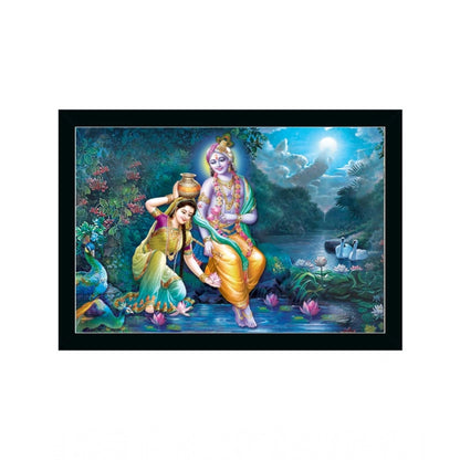 Roneclick Radha Krishna Painting with Synthetic Photo Frame (Multicolor)