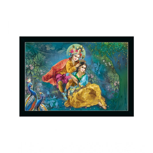 Roneclick Radha Krishna Painting with Synthetic Photo Frame (Multicolor)