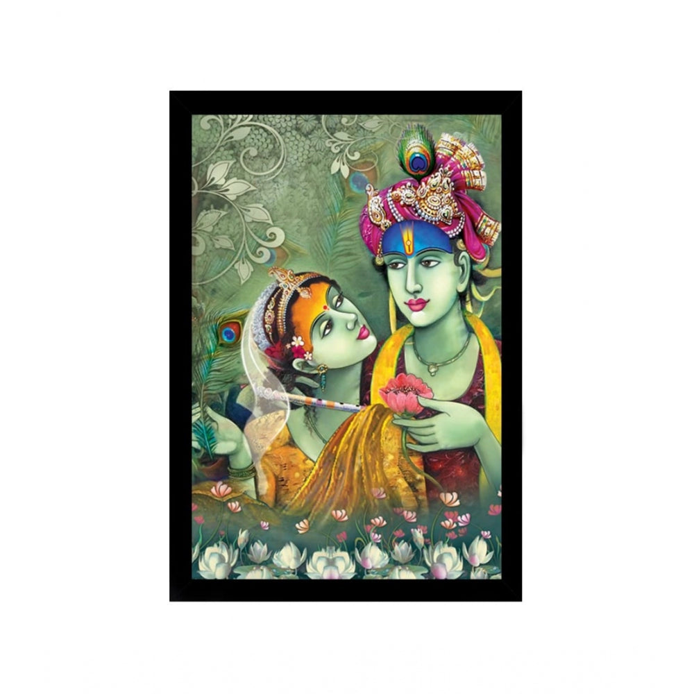 Roneclick Radha Krishna Painting with Synthetic Photo Frame (Multicolor)