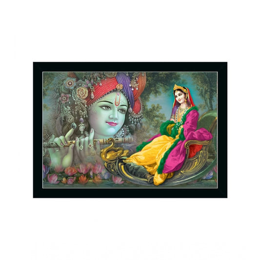 Roneclick Radha Krishna Painting with Synthetic Photo Frame (Multicolor)