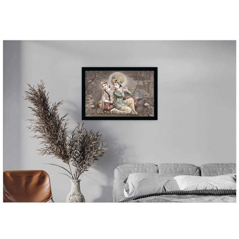 Roneclick Radha Krishna Painting with Synthetic Photo Frame (Multicolor)