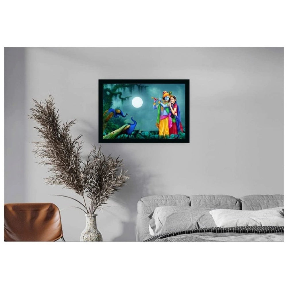 Roneclick Radha Krishna Painting with Synthetic Photo Frame (Multicolor)