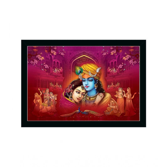 Roneclick Radha Krishna Painting with Synthetic Photo Frame (Multicolor)