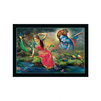 Roneclick Radha Krishna Painting with Synthetic Photo Frame (Multicolor)