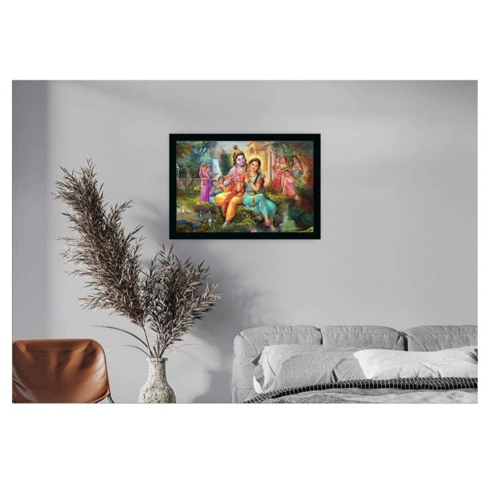 Roneclick Radha Krishna Painting with Synthetic Photo Frame (Multicolor)