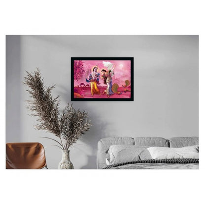 Roneclick Radha Krishna Painting with Synthetic Photo Frame (Multicolor)