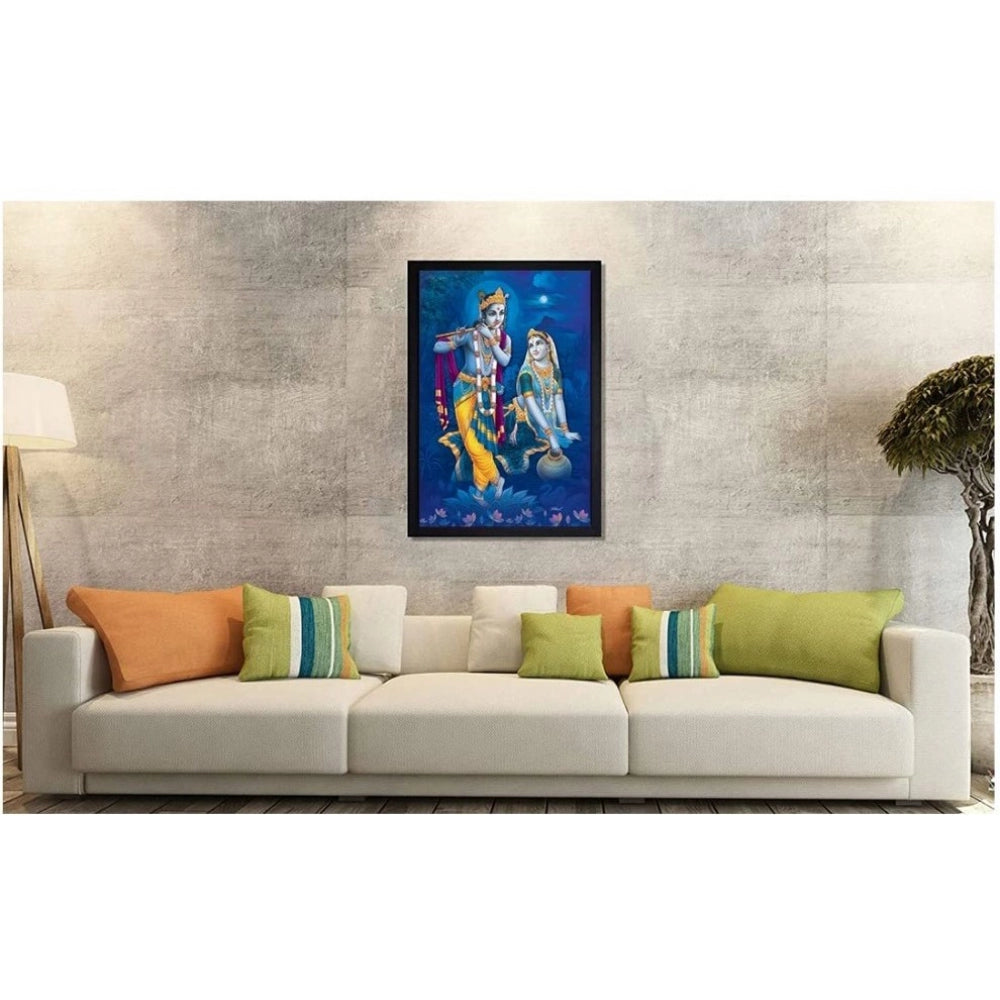 Roneclick Radha Krishna Painting with Synthetic Photo Frame (Multicolor)