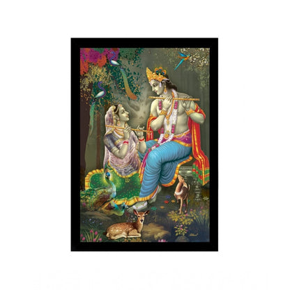 Roneclick Radha Krishna Painting with Synthetic Photo Frame (Multicolor)