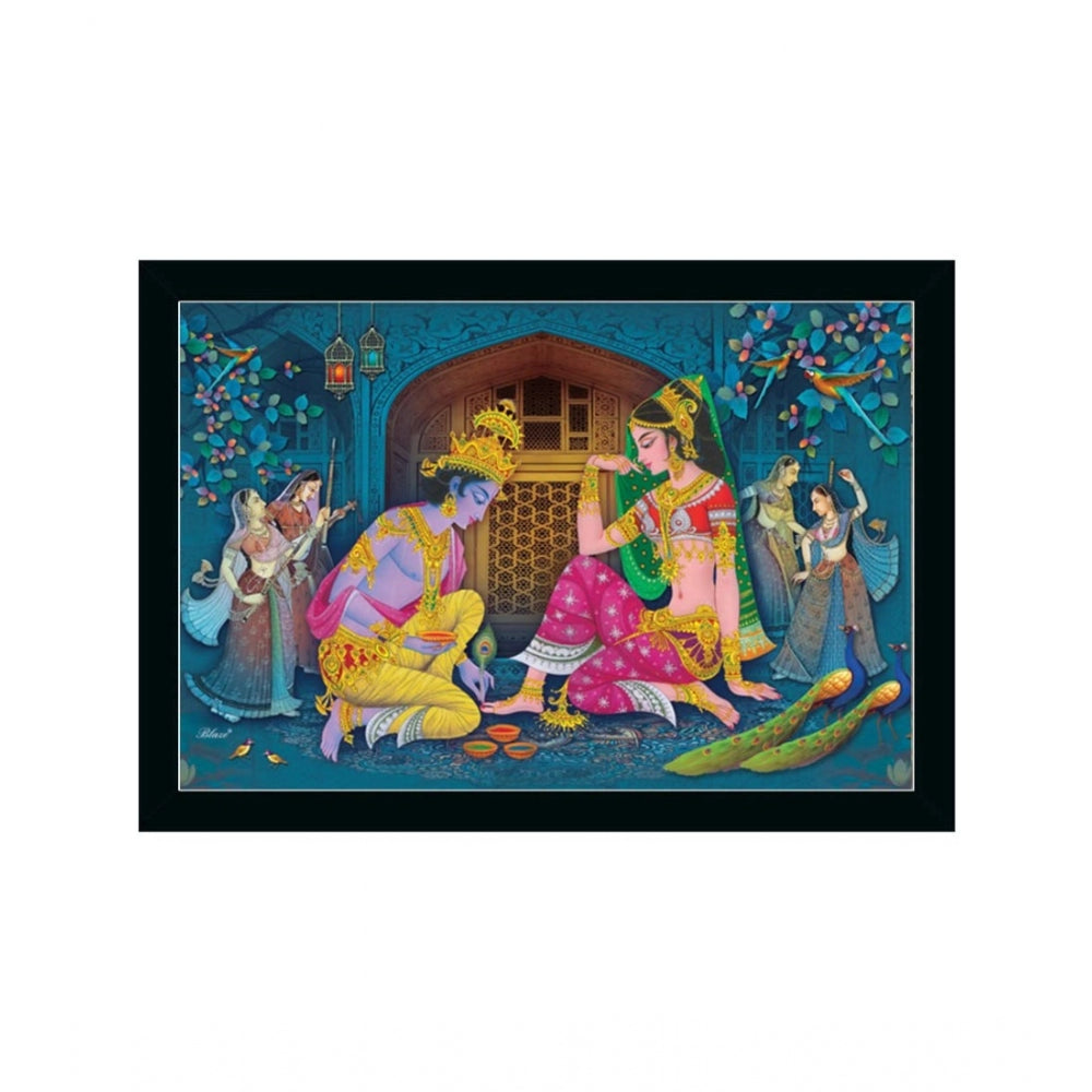 Roneclick Radha Krishna Painting with Synthetic Photo Frame (Multicolor)