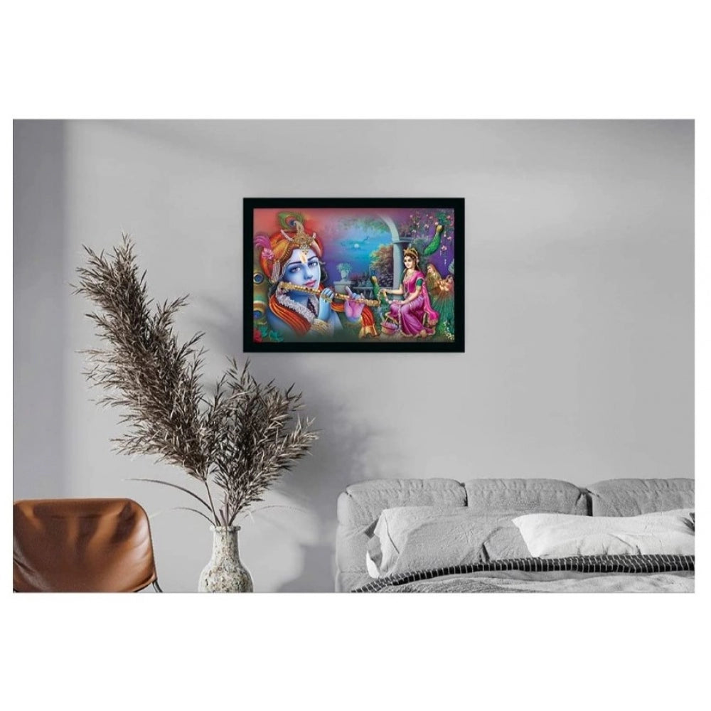 Roneclick Radha Krishna Painting with Synthetic Photo Frame (Multicolor)