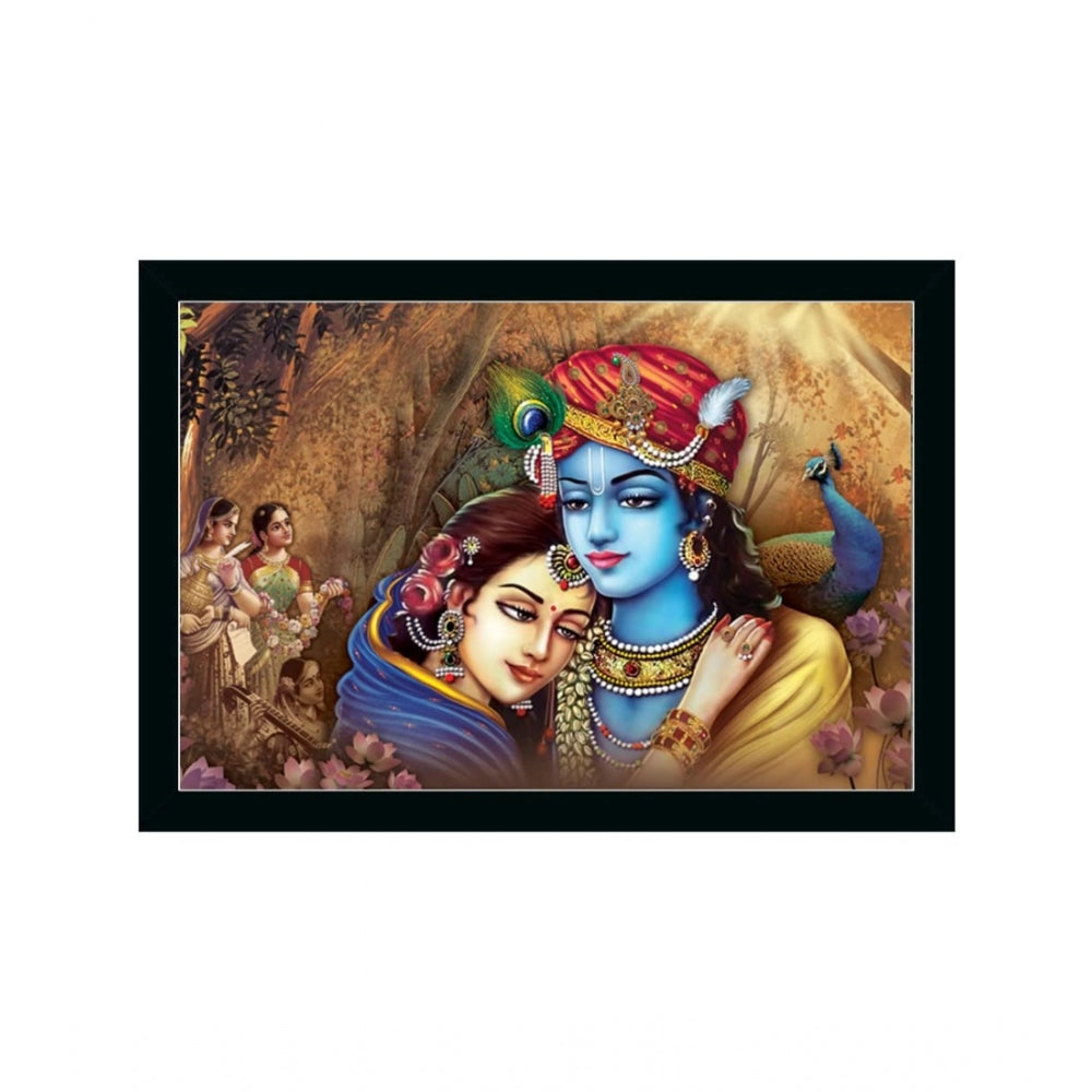 Roneclick Radha Krishna Painting with Synthetic Photo Frame (Multicolor)