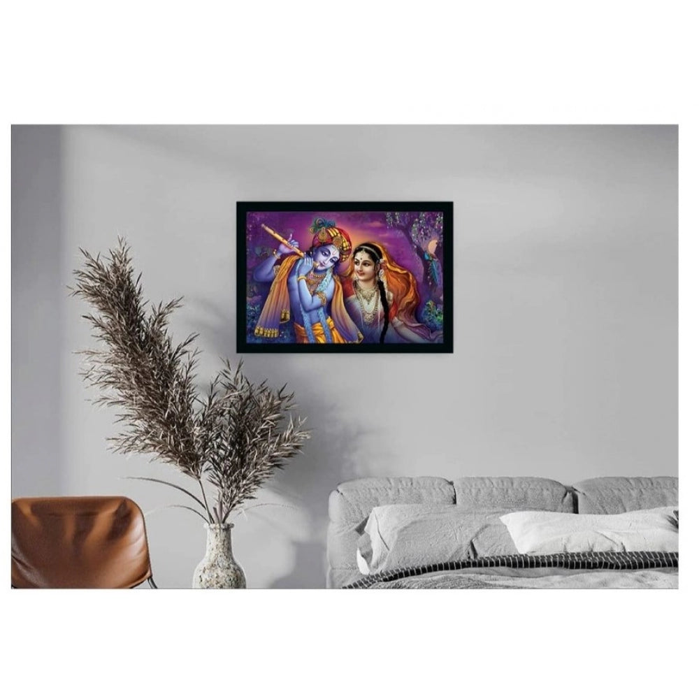 Roneclick Radha Krishna Painting with Synthetic Photo Frame (Multicolor)