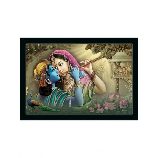 Roneclick Radha Krishna Painting with Synthetic Photo Frame (Multicolor)