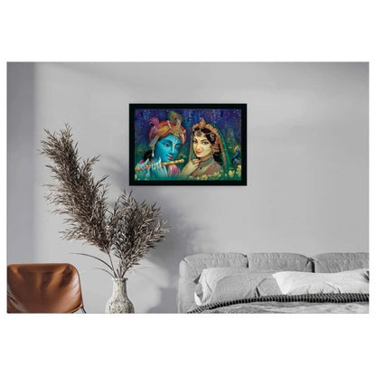 Roneclick Radha Krishna Painting with Synthetic Photo Frame (Multicolor)