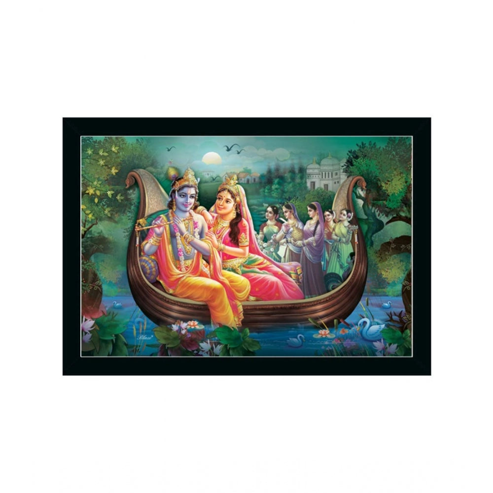 Roneclick Radha Krishna Painting with Synthetic Photo Frame (Multicolor)