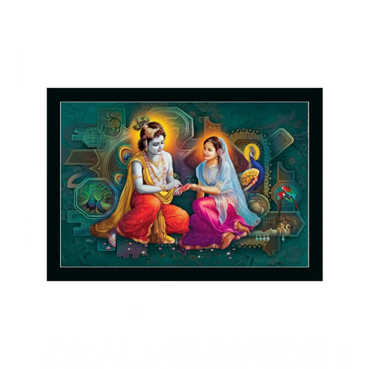 Roneclick Radha Krishna Painting with Synthetic Photo Frame (Multicolor)