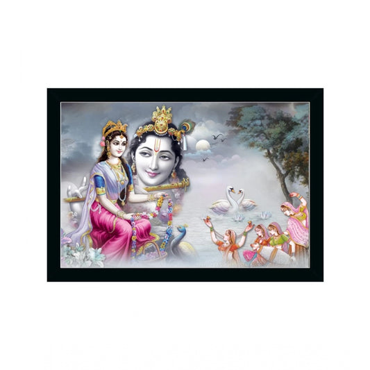 Roneclick Radha Krishna Painting with Synthetic Photo Frame (Multicolor)