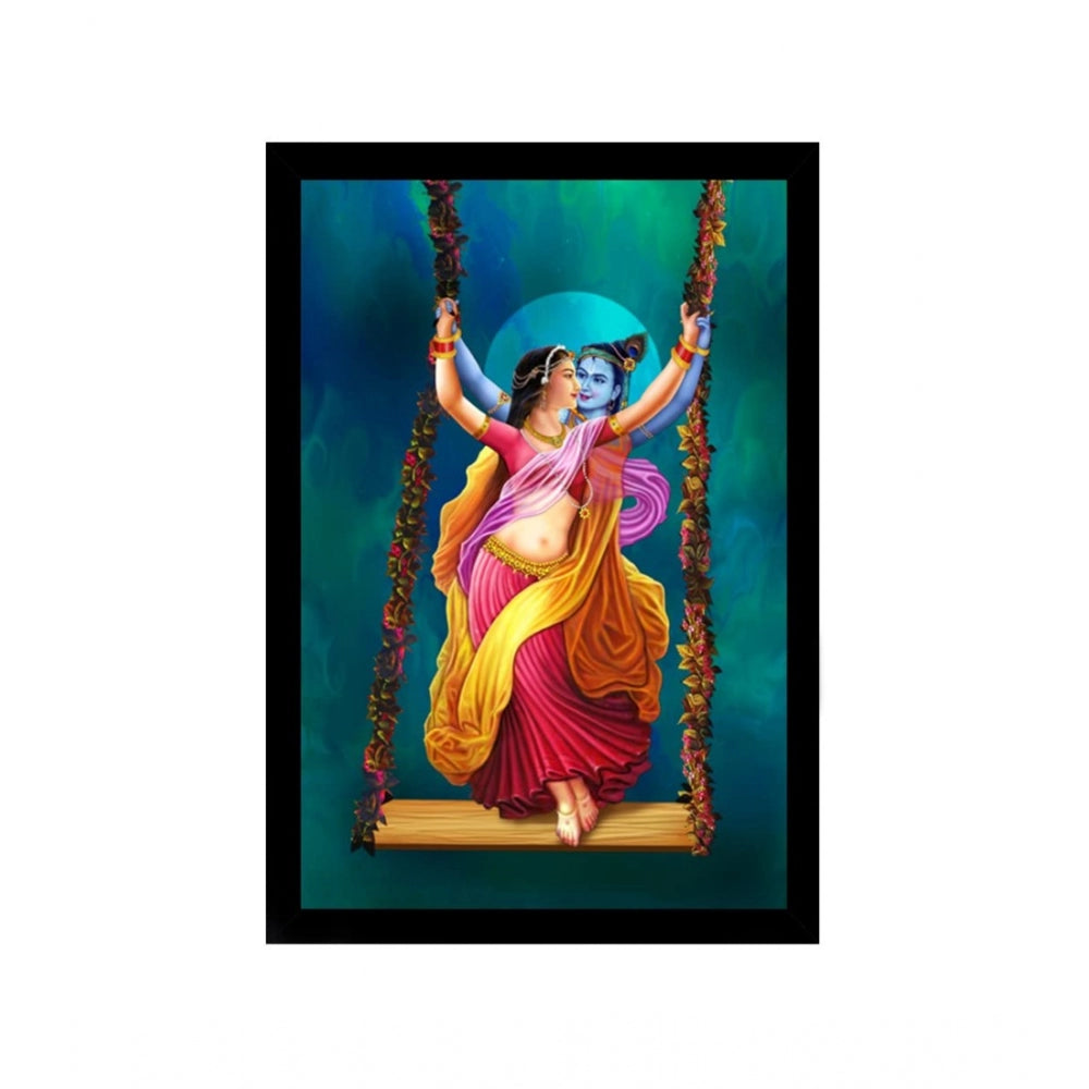 Roneclick Radha Krishna Painting with Synthetic Photo Frame (Multicolor)