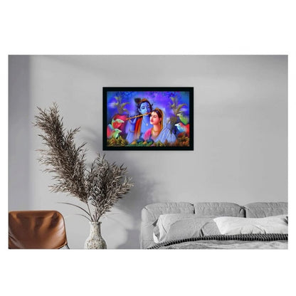 Roneclick Radha Krishna Painting with Synthetic Photo Frame (Multicolor)