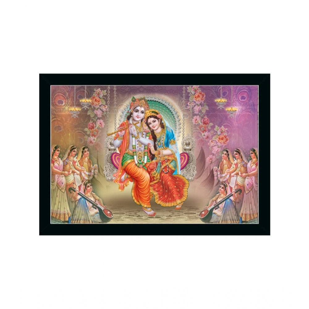 Roneclick Radha Krishna Painting with Synthetic Photo Frame (Multicolor)