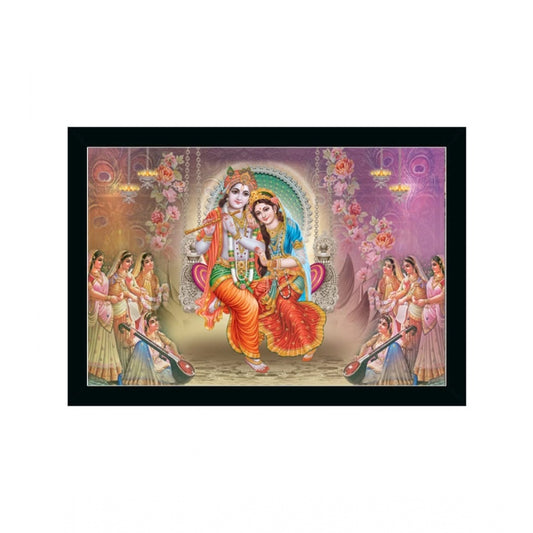 Roneclick Radha Krishna Painting with Synthetic Photo Frame (Multicolor)