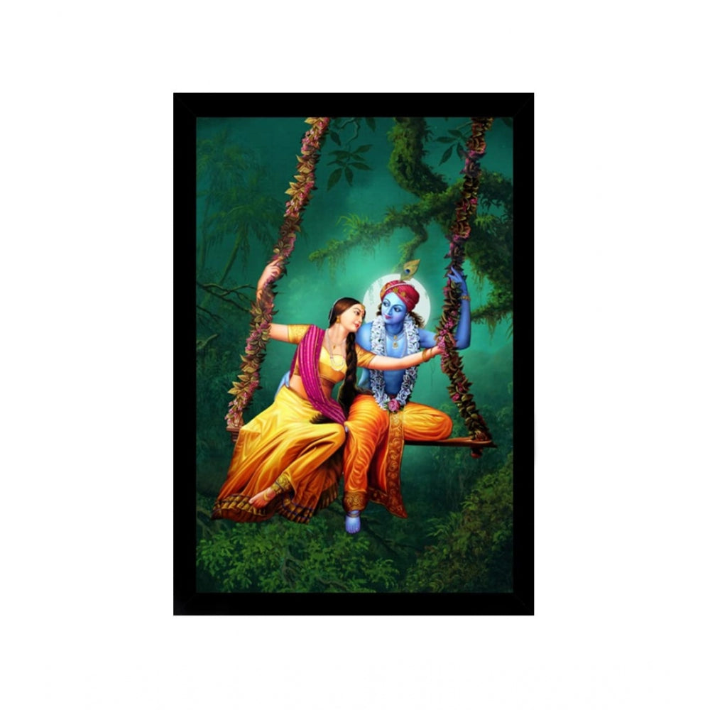 Roneclick Radha Krishna Painting with Synthetic Photo Frame (Multicolor)