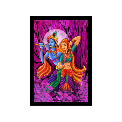 Roneclick Radha Krishna Painting with Synthetic Photo Frame (Multicolor)