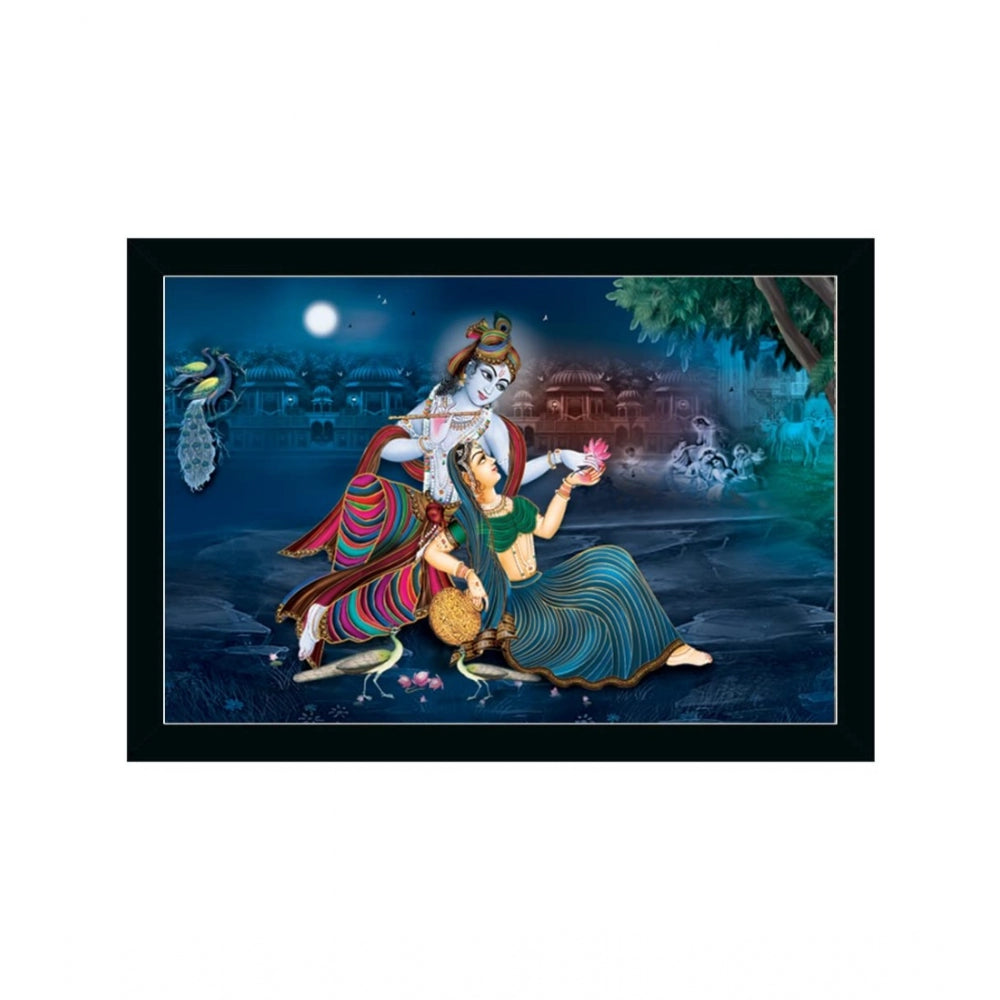 Roneclick Radha Krishna Painting with Synthetic Photo Frame (Multicolor)