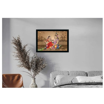 Roneclick Radha Krishna Painting with Synthetic Photo Frame (Multicolor)