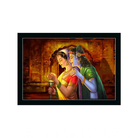 Roneclick Radha Krishna Painting with Synthetic Photo Frame (Multicolor)