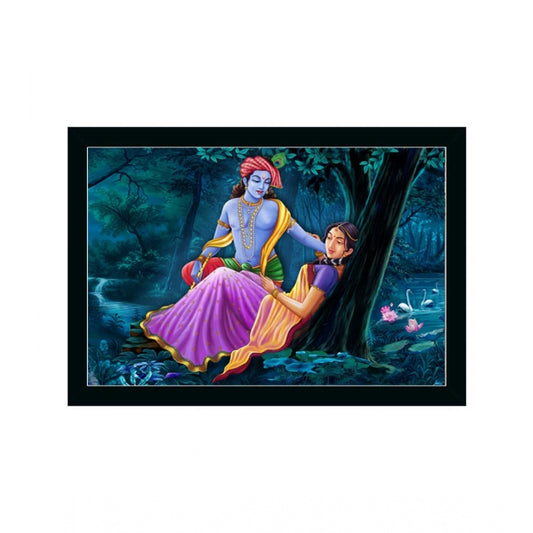 Roneclick Radha Krishna Painting with Synthetic Photo Frame (Multicolor)