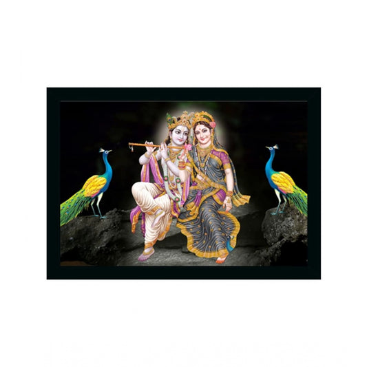 Roneclick Radha Krishna Painting Vinyl Sparkle Coated with Synthetic Photo Frame (Multicolor)